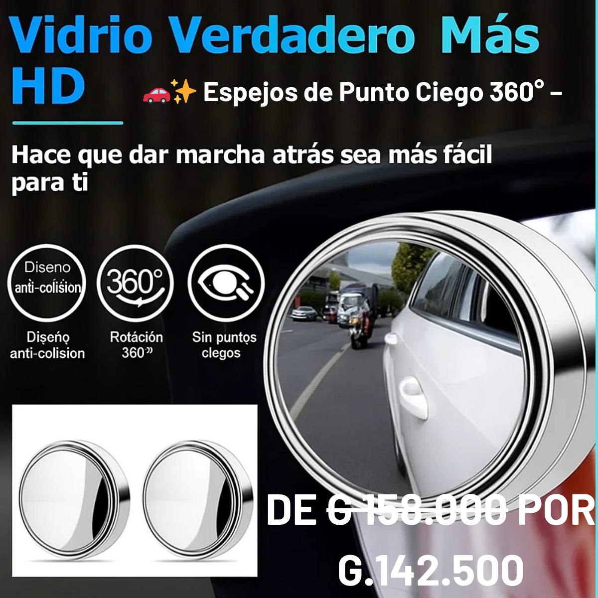 ESPEJO DE PUNTO CIEGO OFERTA ESPECIAL -  ✨🚘   En la compra de 2 unidades ¡paga solo G235.000!⏳ Oferta válida por tiempo limitado o hasta agotar stock.