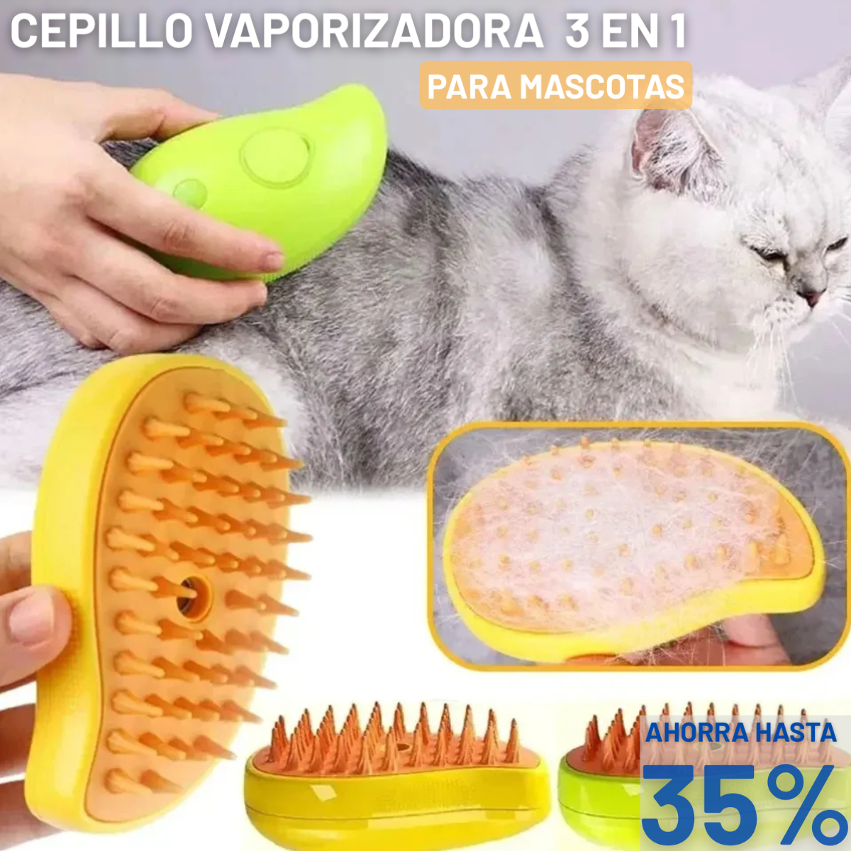 Cepillo Vaporizador & Masajeador Para Pet
