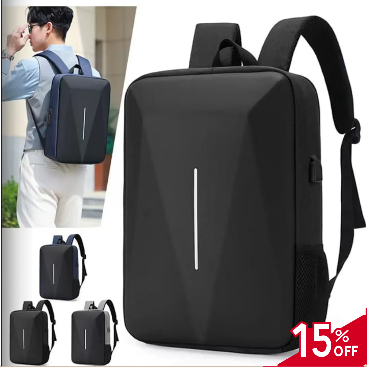 PROMO MOCHILA IMPERMEABLE ANTIRROBO CON USB
