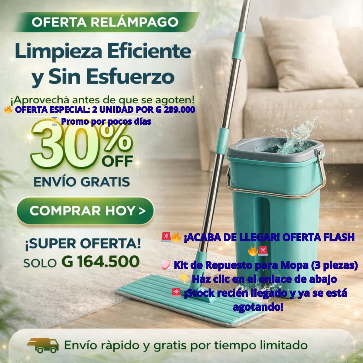 Mopa Autoescurrible 360⏰ ¡Disponible solo por tiempo limitado! 🔥 – ¡Apresúrate antes de que se termine!