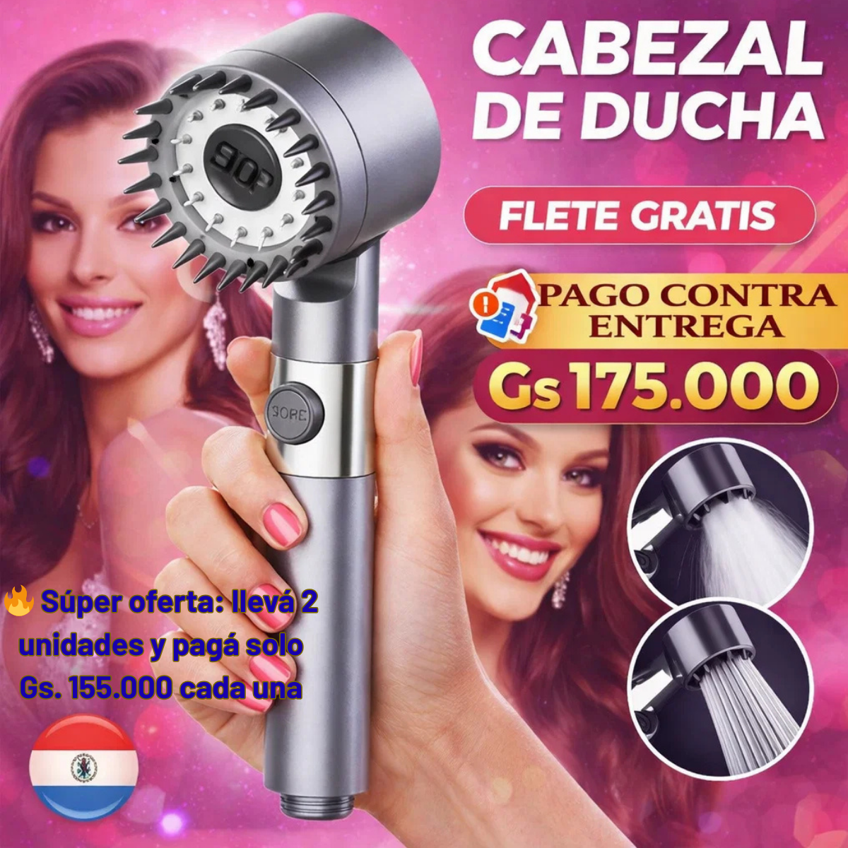 Cabezal De Ducha Potente Y Ahorrador