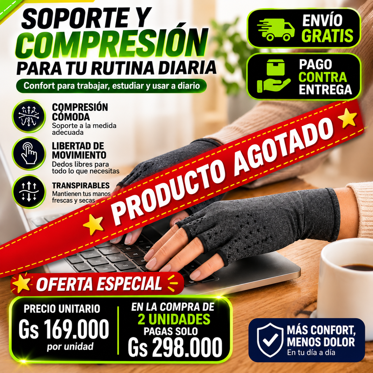 Guantes De Compresión Alivia Dolores