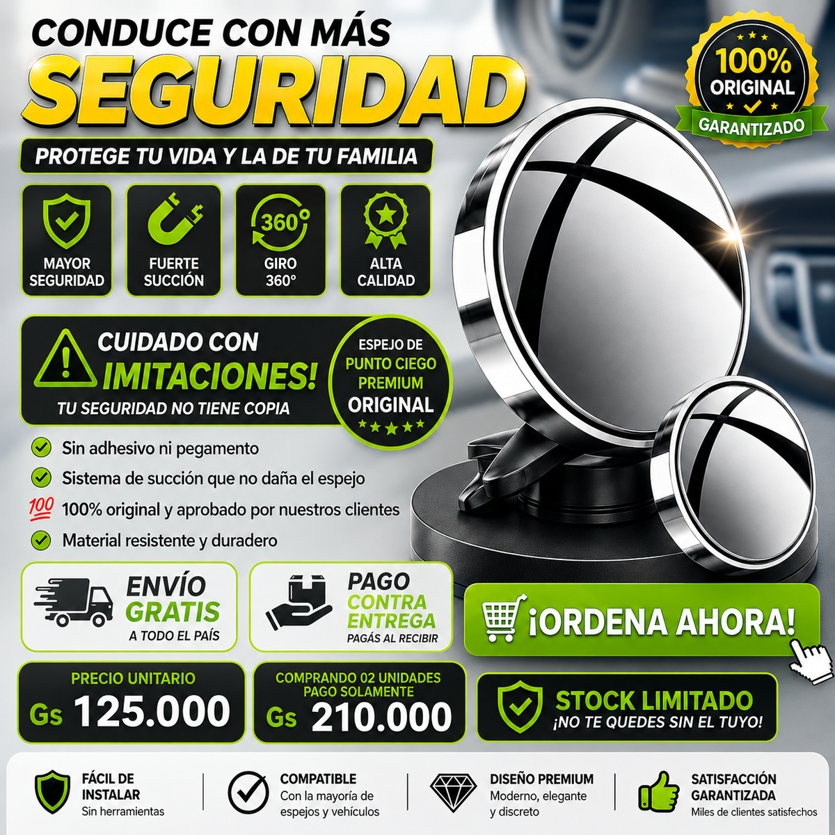 Espejo de punto Ciego Visión completa para una conducción más segura
