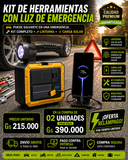 Kit de Herramientas con Luz de Emergenci