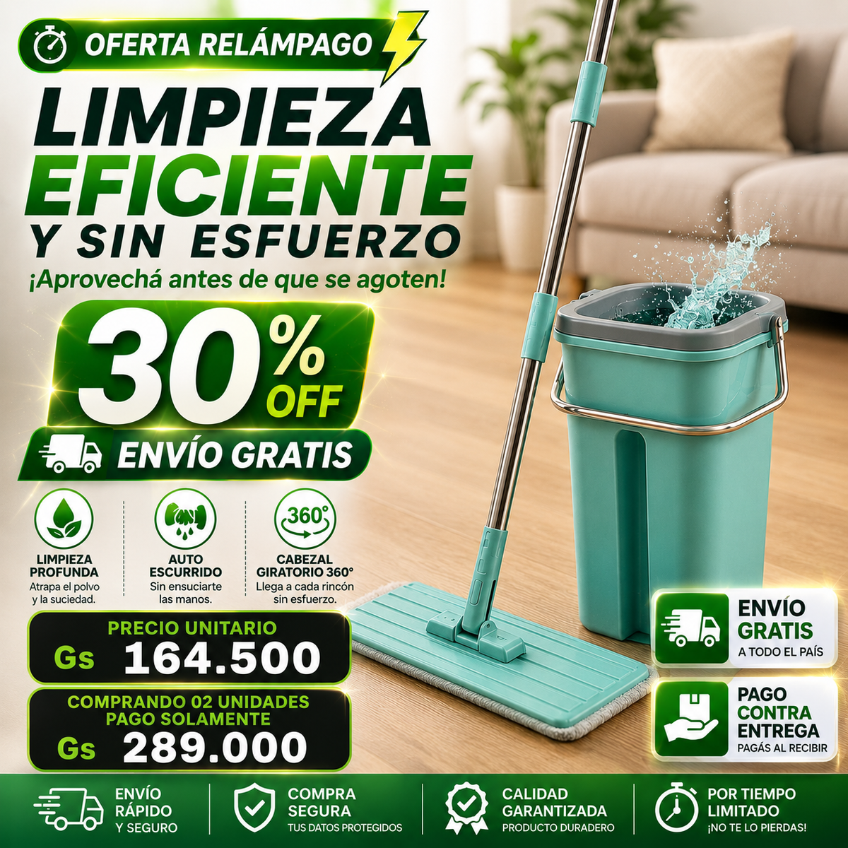 Mopa Autoescurrible 360⏰ ¡Disponible solo por tiempo limitado