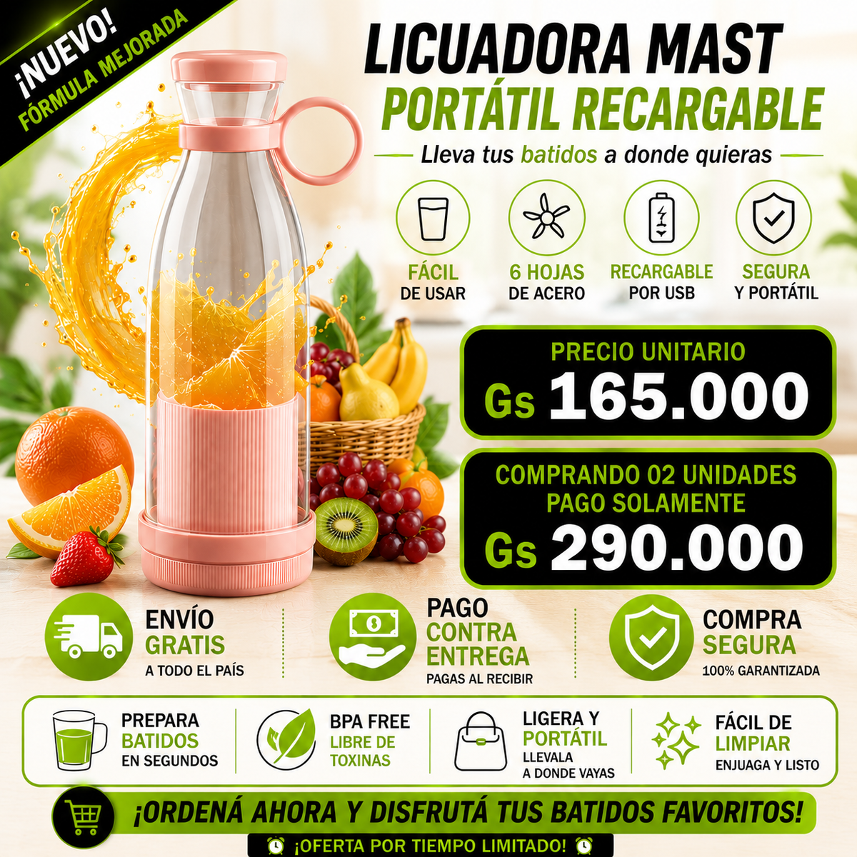 Mini Licuadora Mast™ – 🔥 Stock  limitado⚡ Aprovecha AHORA antes de que se agote.