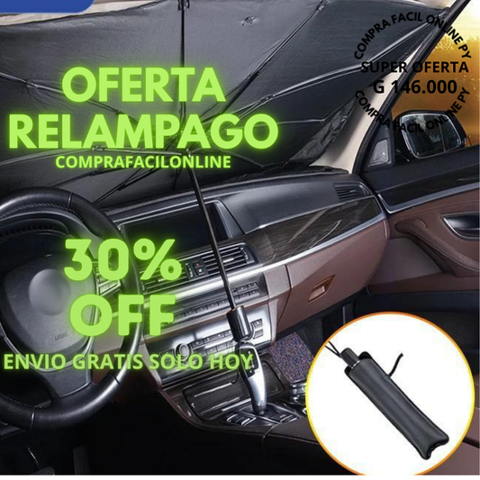 Sombrilla parasol para el auto⚡ 🎉 ¡Aprovecha la promoción y paga menos! Llevando 2 productos, recibes G 50.000 de descuento. ¡Últimas unidades, no te quedes sin el tuyo!
