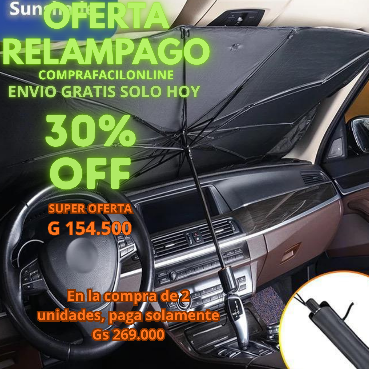 Sombrilla parasol para el autoProtegé tu auto del calor extremo
