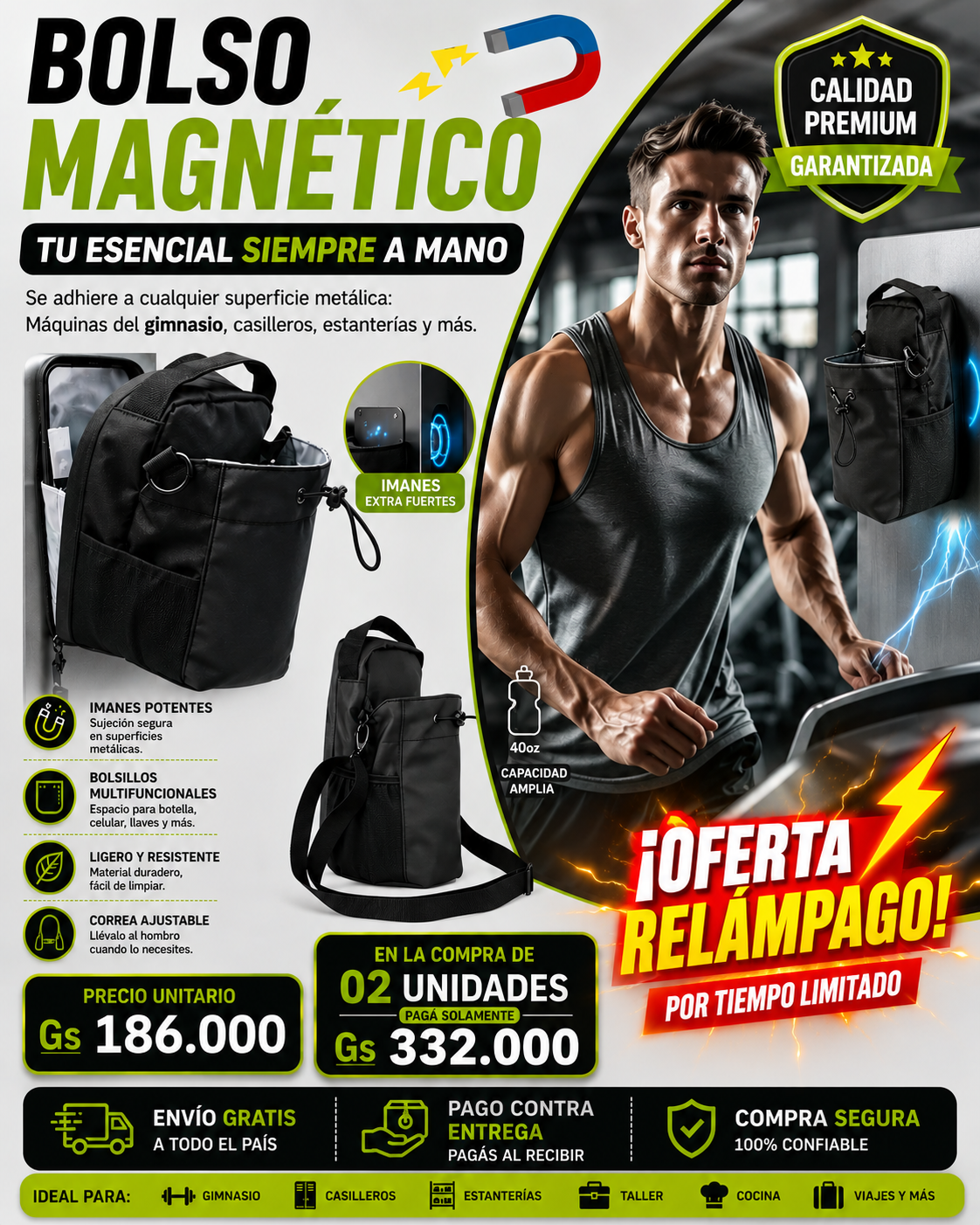 💪🎒 Bolso Magnético – Tu mejor aliado