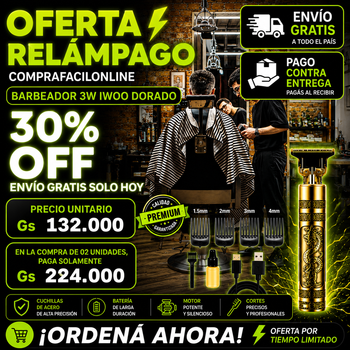 Afeitadora 3W IWOO DORADO