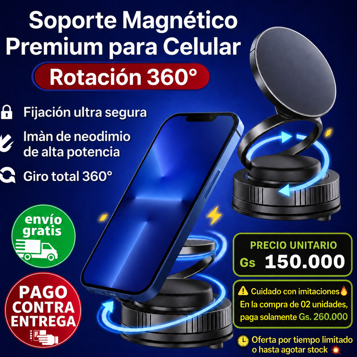 Soporte Magnetico ULTRA MAX PREMIUMSujeta tu celular con total seguridad,
