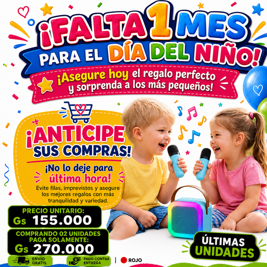 Set De Karaoke, Parlante + microfono🎉 ¡¡Aprovecha la promoción y paga menos! Llevando 2 productos, recibes G 40.000 de descuento. ¡Últimas unidades, no te quedes sin el tuyo!