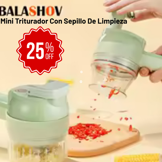 MINI TRITURADOR CON SEPILLO DE LIMPIEZA