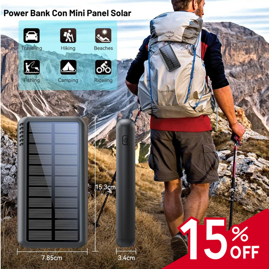 Power bank con mini panel solar